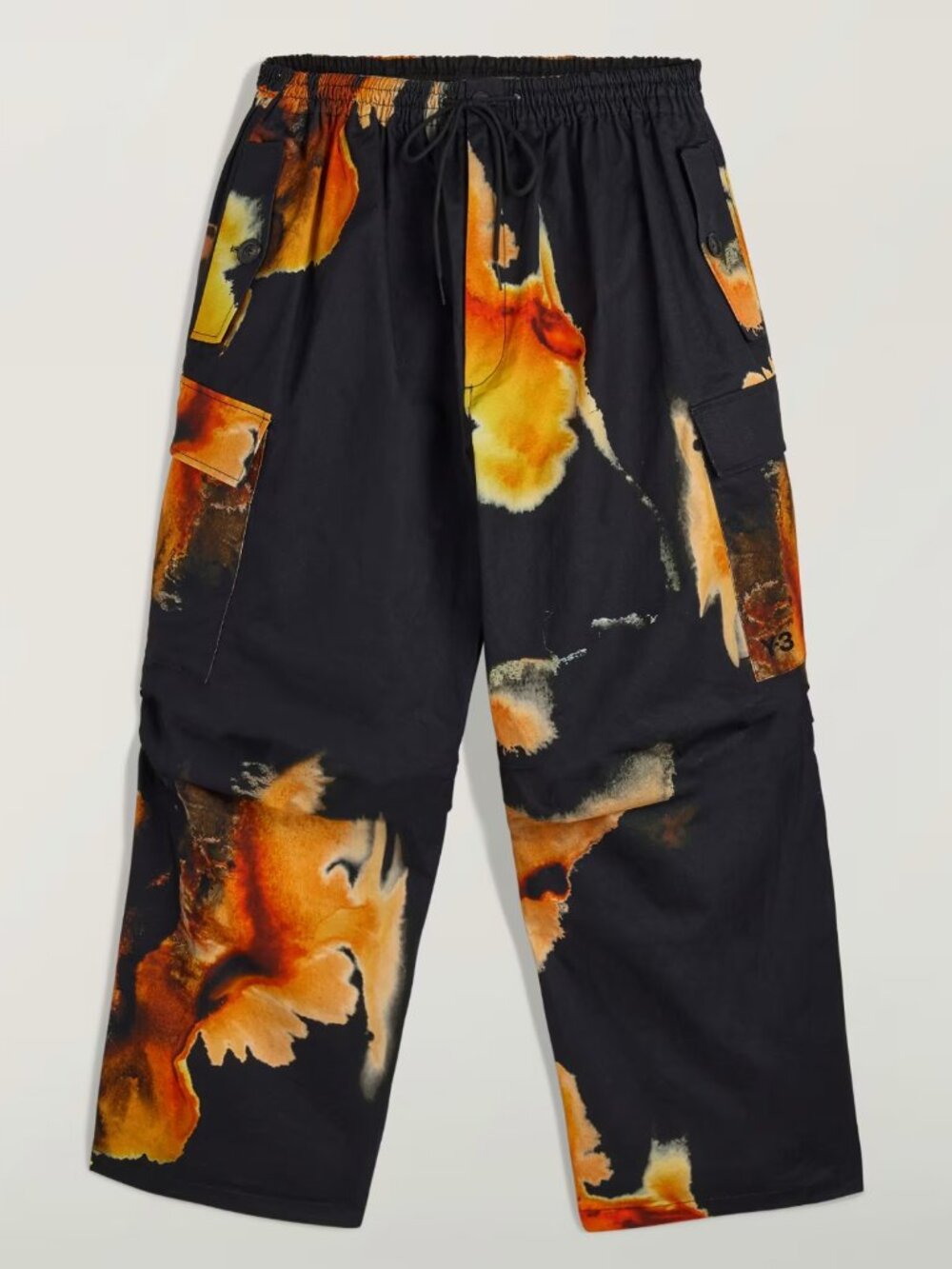 NWT Adidas Y-3 Yohji Yamamoto AOP UT Twill Cargo Pants Black/Orange  - Medium